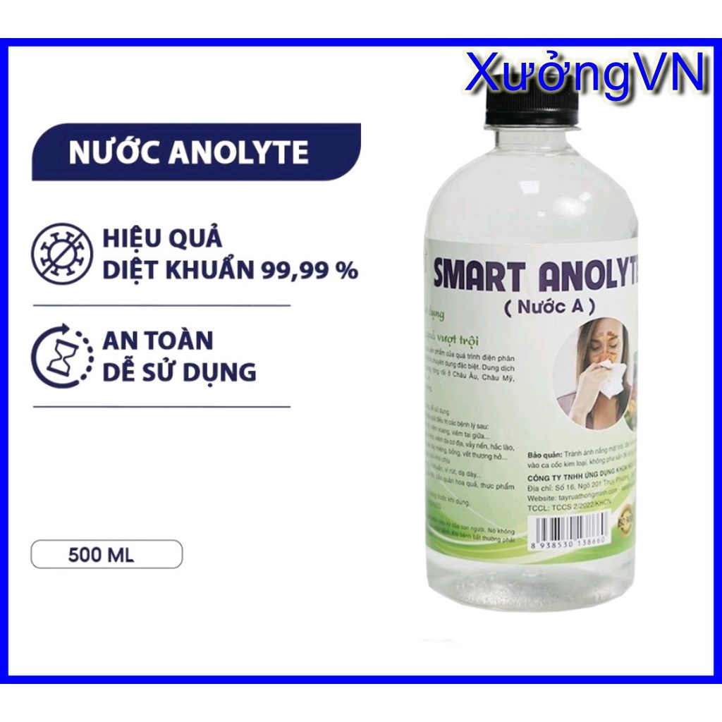 Dung dịch sát khuẩn Smart Anolyte Nước A Smart A khử khuẩn tay, bề mặt an toàn từ thiên nhiên không 