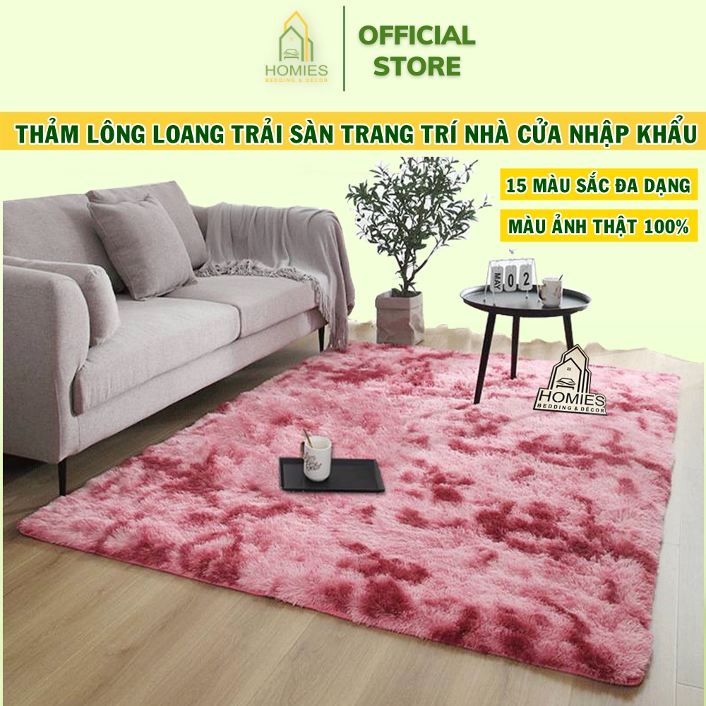 Thảm Lông Loang HOMIES Trang Trí Phòng Ngủ Nhiều Kích Thước - Mặt Sau Chồng Trơn Trượt