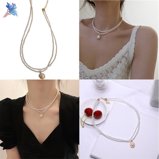 Dây chuyền hai lớp đính ngọc trai Cổ điển kiểu Cung điện Phong cách Thời trang cho nữ