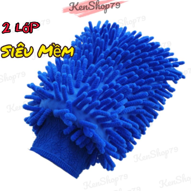 Găng Tay San Hô Microfiber Lau Rửa Ô Tô Xe Máy Siêu Mịn Tiện Dụng