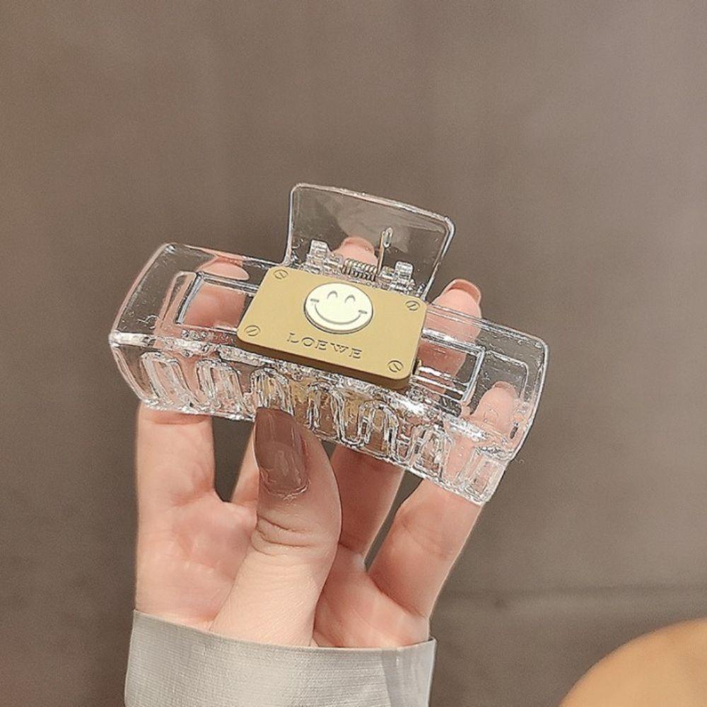 IVORY Kẹp Tóc Càng Cua Hình Mặt Cười Bằng Acrylic Phong Cách Hàn Quốc