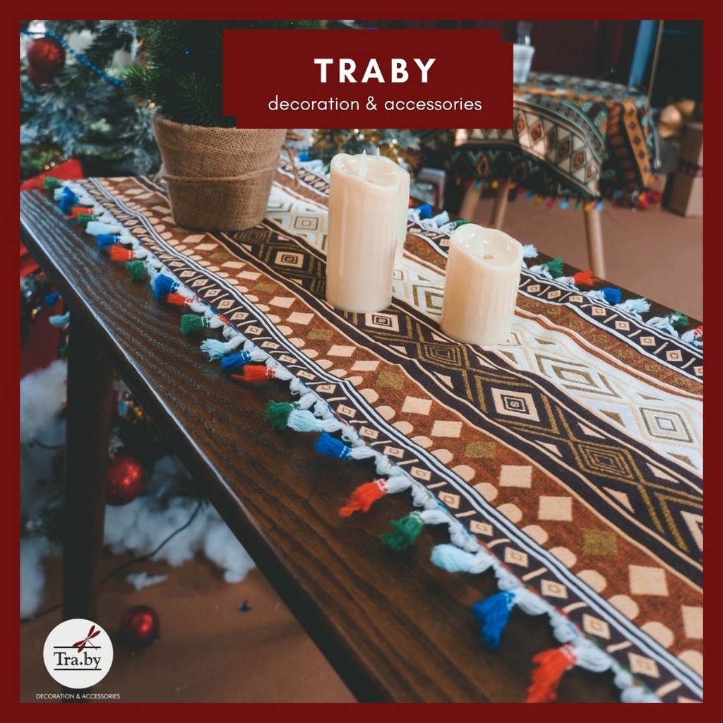 KHĂN TRẢI BÀN THỔ CẨM 25x150cm  TRABY DECOR
