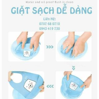 Yếm máng ăn dặm silicon cho bé