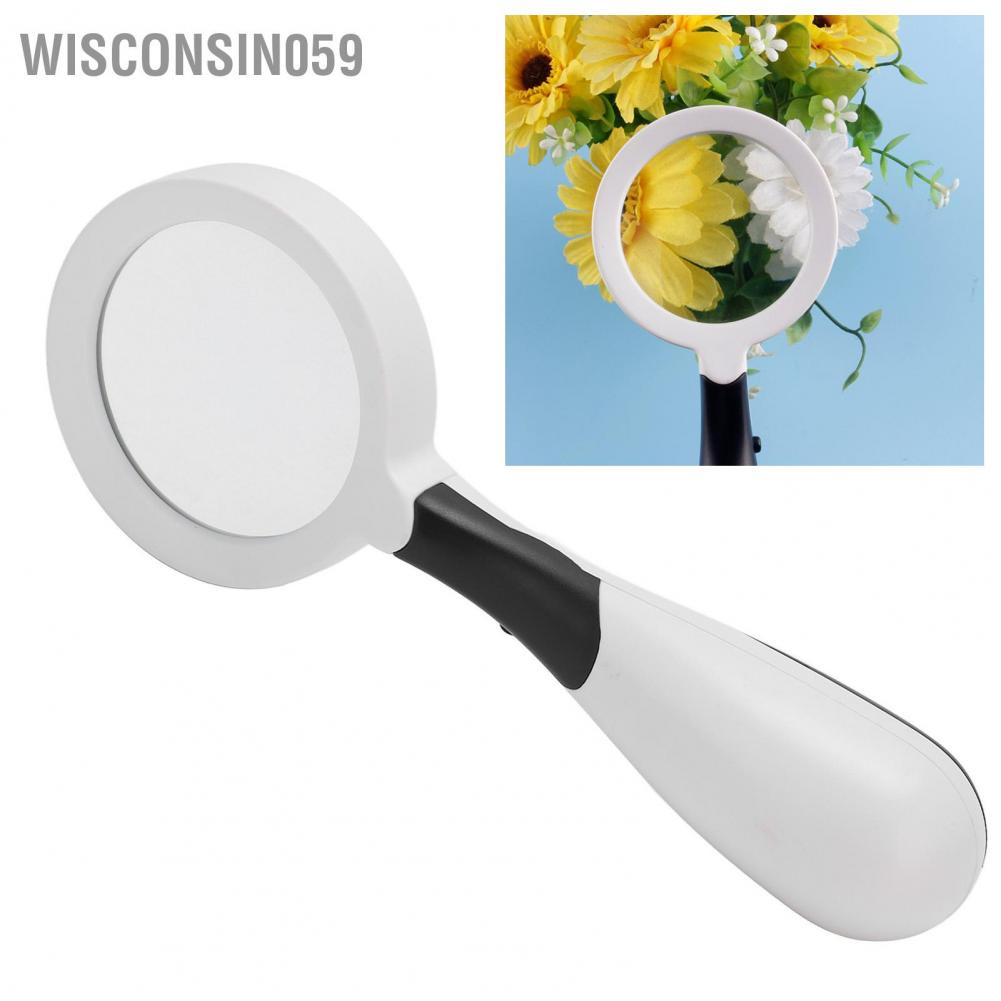Wisconsin059 Handle Magnifier High Definition 4X Magnifying Glass with LED Lamp for Reading Viewing