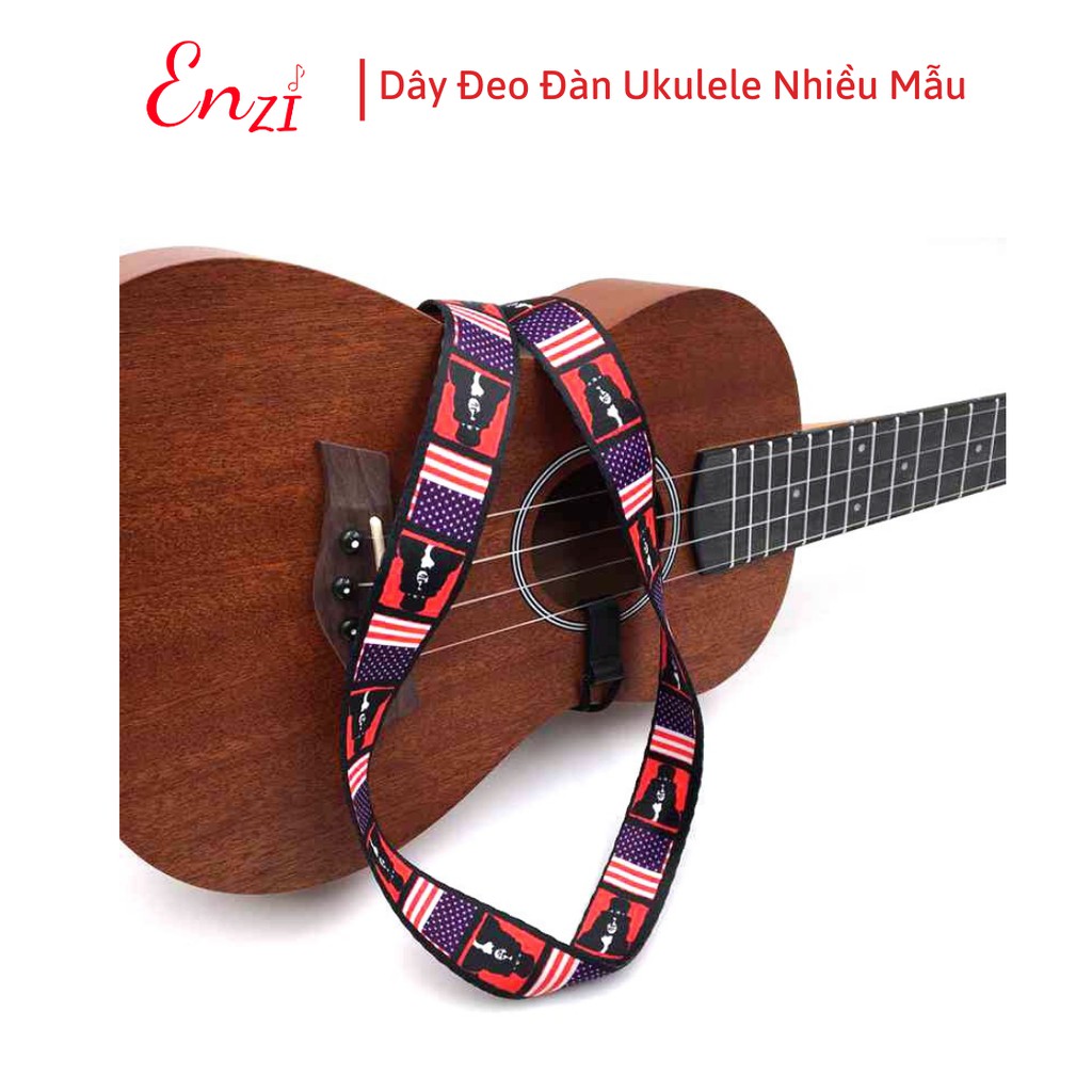 Dây đeo đàn ukulele Cờ Mỹ không cần đục thùng hàng loại 1 Enzi