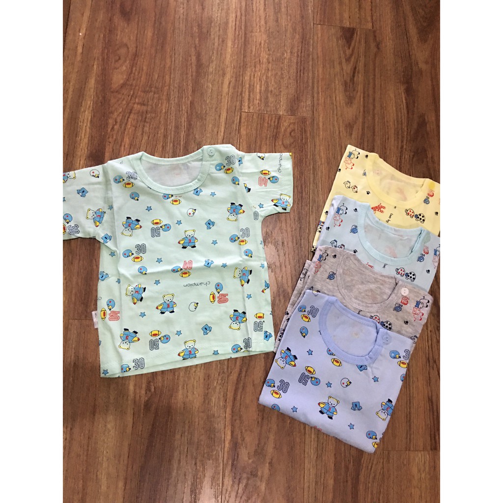 Áo Cộc Tay Cài Vai Chất Cotton Họa Tiết Dễ Thương Cho Bé QATE235 - Namkidshop