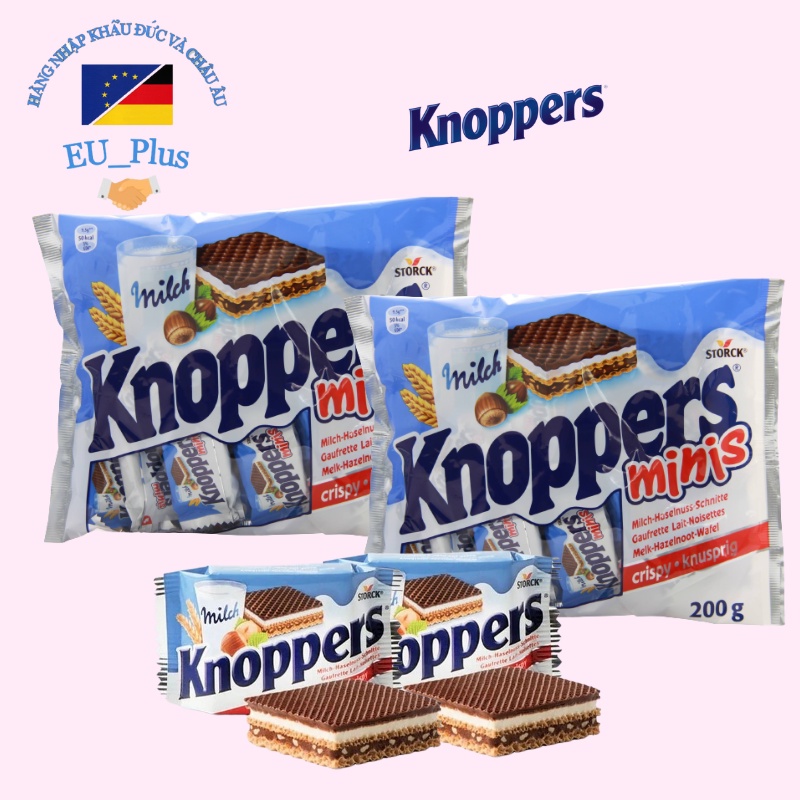 🥞🥞 Bánh kem xốp Socola hạt dẻ Knopper Minis 200g - Đức - Siêu ngon