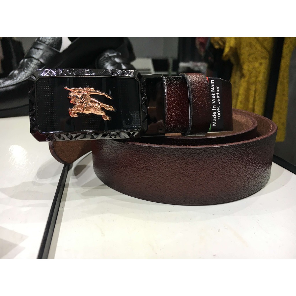 Dây lưng da bò cao cấp mặt chữ nhật họa tiết vintage