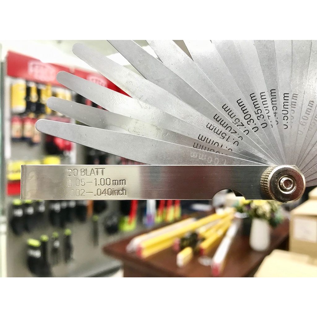 Thước căn lá 20 lá 0.05 -1.0 mm, thước đo khe hở. Vogel 411007. Sản xuất tại Đức