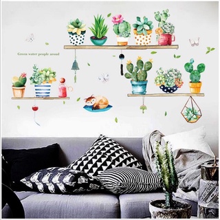 Decal Dán tường mẫu chậu cây xương rồng