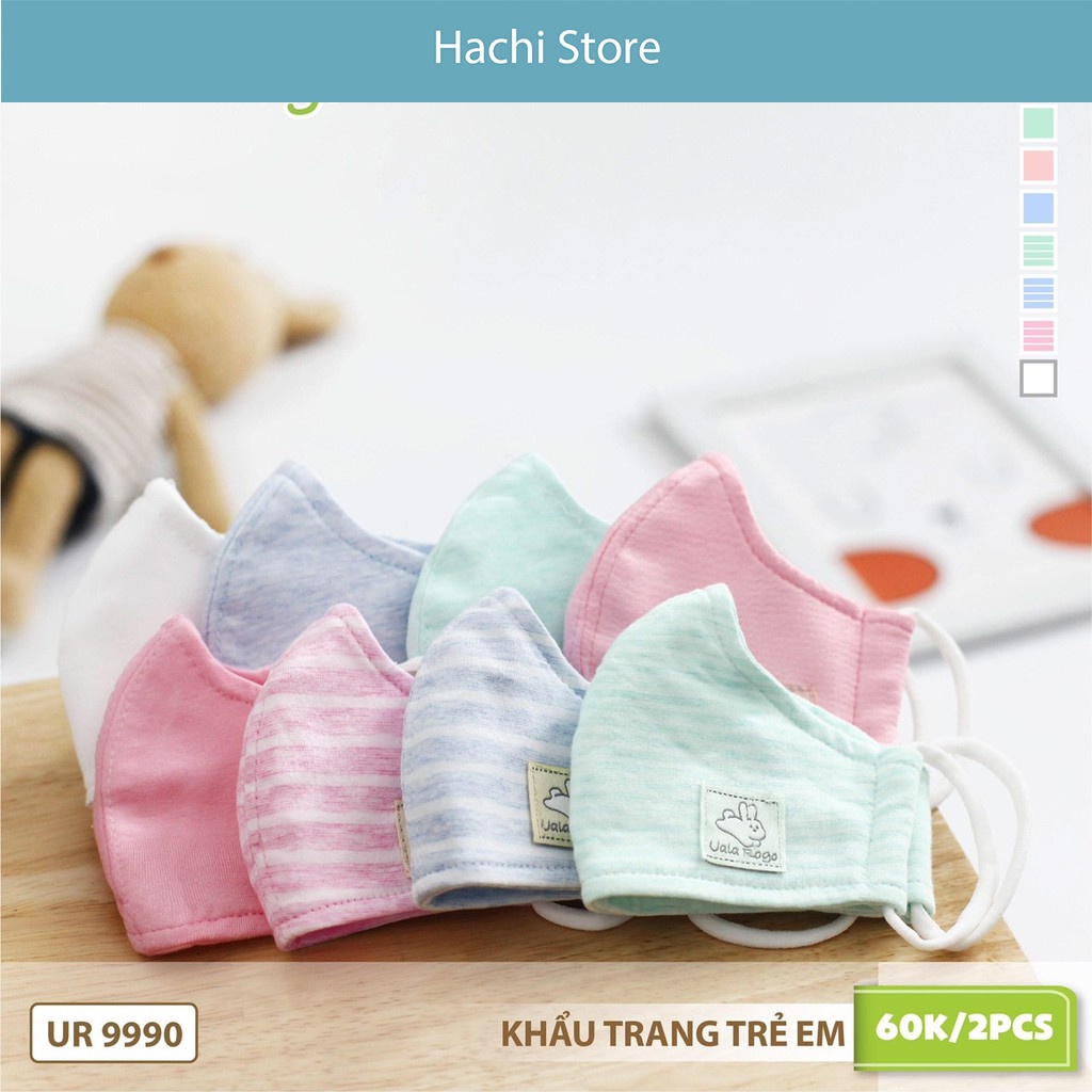 Khẩu trang vải cao cấp cho bé Ualarogo set 2 chiếc/hộp