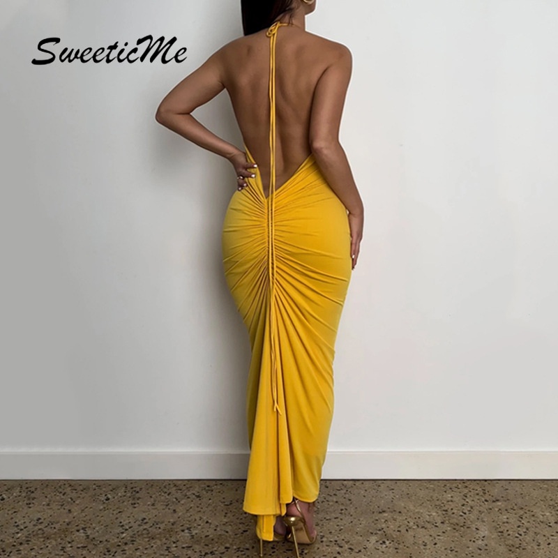Đầm Dáng Ôm Thiết Kế Hở Lưng Phối Bèo Gợi Cảm Hàng Mới SweeticMe