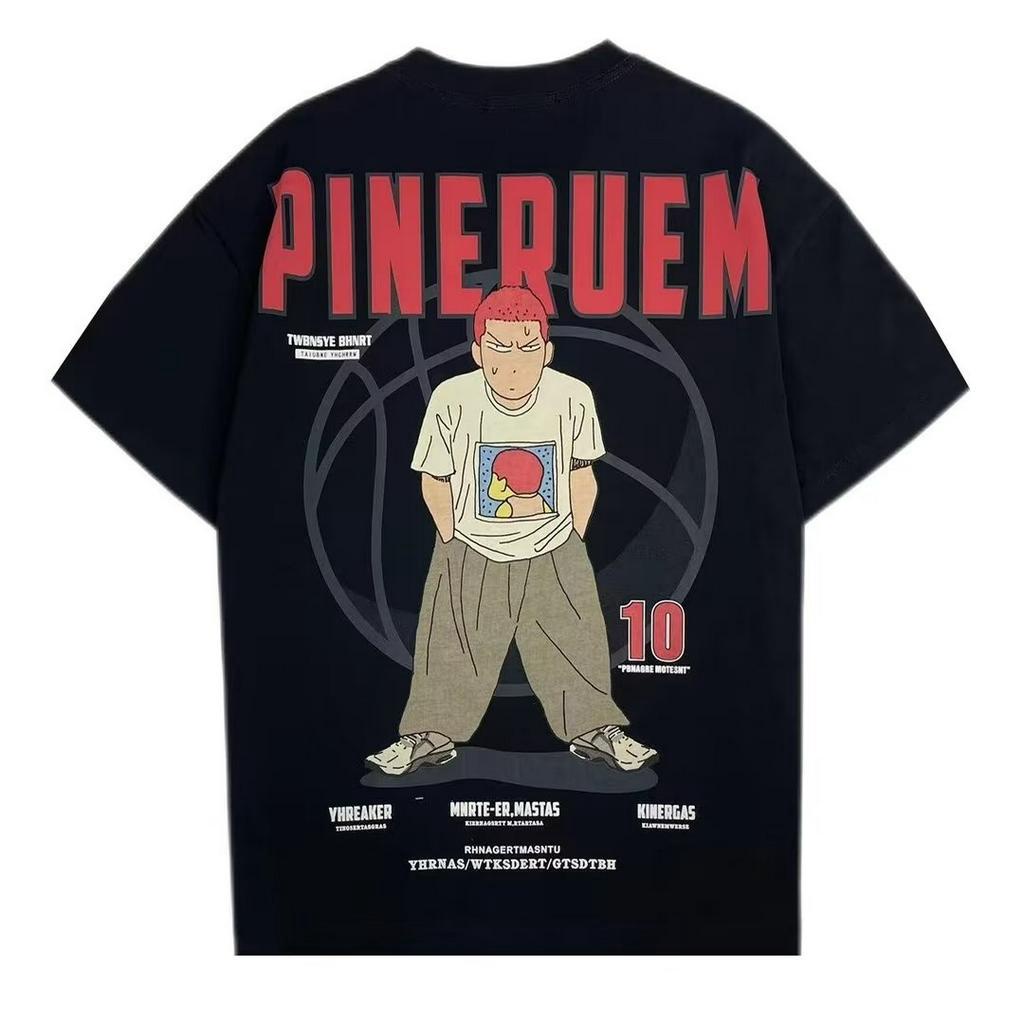 Áo Thun Cotton Tay Ngắn In Hình Slam Dunk 4 Màu Size M-5XL Thời Trang Mùa Hè Cho Nam