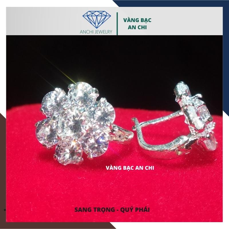 Bông tai hoa đá , chuẩn bạc ta sáng lấp lánh - Anchi jewelry