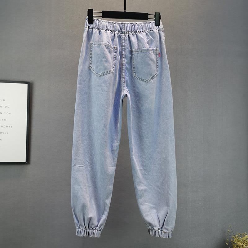 Jeans Women's Fashion 2022 Spring / Summer New European ins loose, skinny, tight waist nails, beads and Harlan trousers