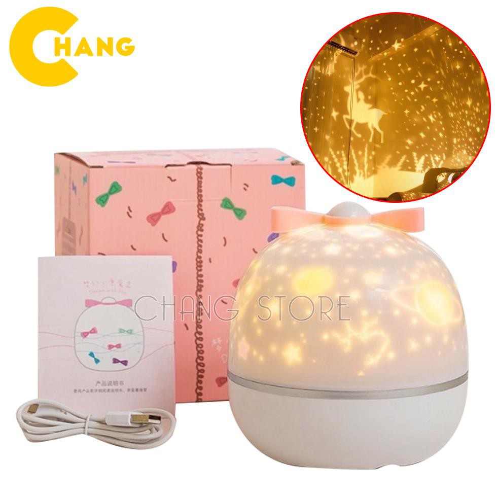Đèn ngủ ngàn sao 3D chiếu trần, đèn ngủ chiếu sao xoay tự động 6 chủ đề hình chiếu sinh động