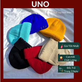 Mũ beanie len rách kèm khuyên
