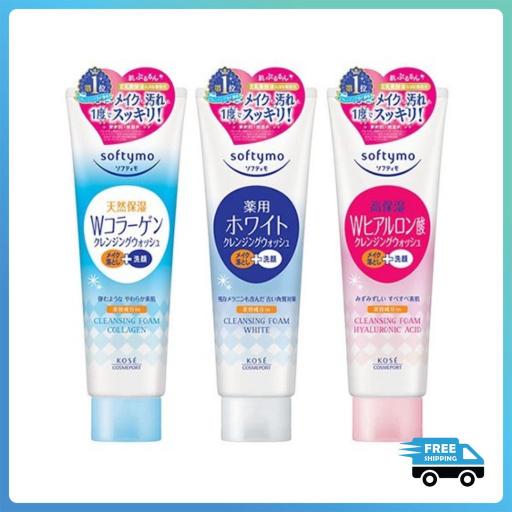 Sữa rửa mặt KOSE Softymo sữa rửa mặt Collagen White Hyaluronic Acid 220g Kamino Shop