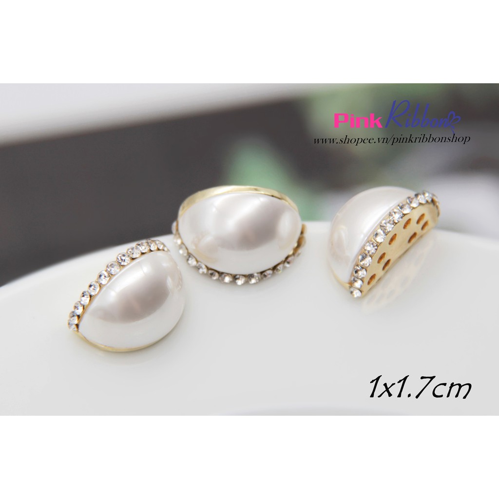 Charm 1/4 quả cầu đính đá làm phụ liệu may mặc, thời trang