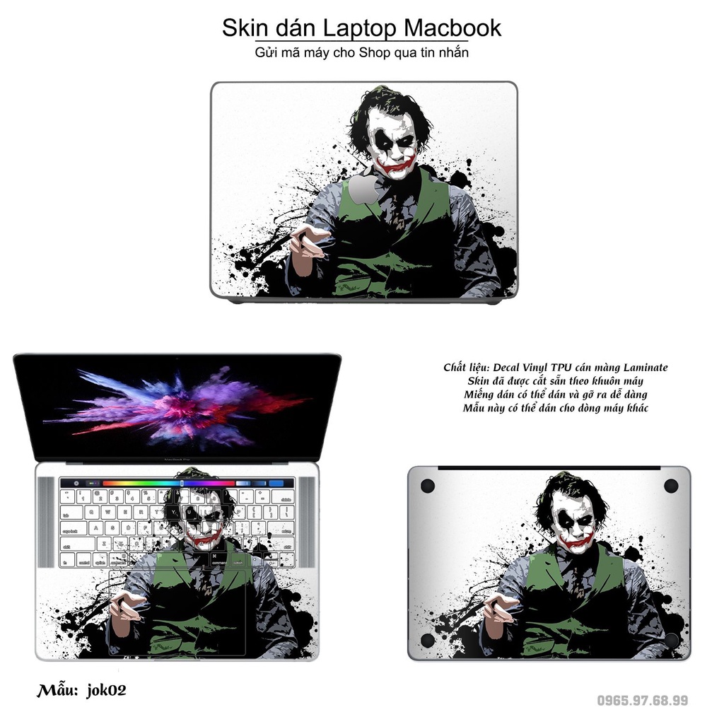 Skin dán Macbook mẫu Joker (đã cắt sẵn, inbox mã máy cho shop)