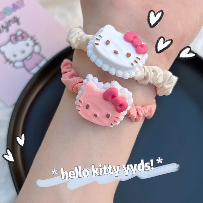 Dây Buộc Tóc Cao Su Co Giãn Hình Điện Thoại Hello Kitty Phong Cách Nhật Bản