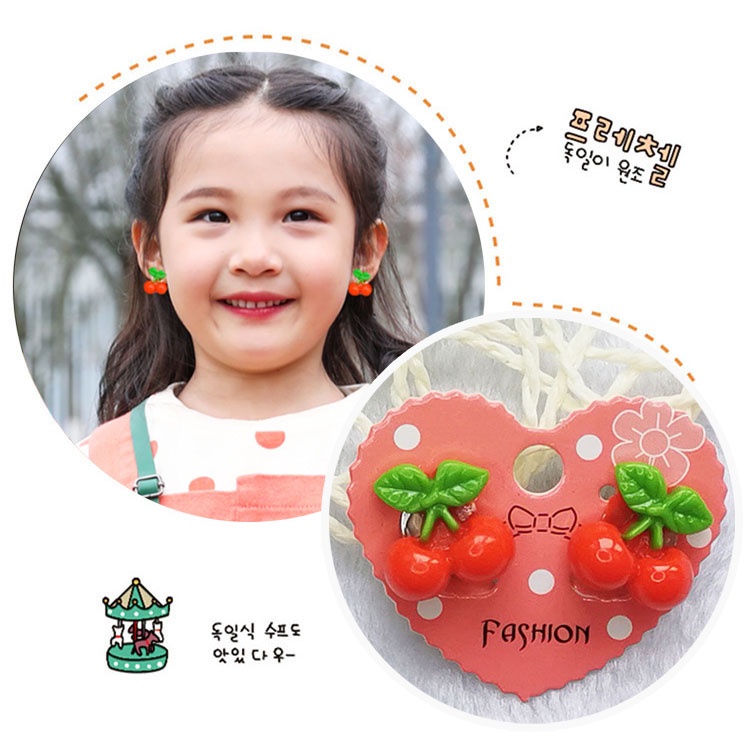 Bông Tai Dạng Kẹp Hình Trái Cây Hoạt Hình Ba Chiều Bằng Resin Không Gây Dị Ứng Phong Cách Hàn Quốc Cho Bé Gái