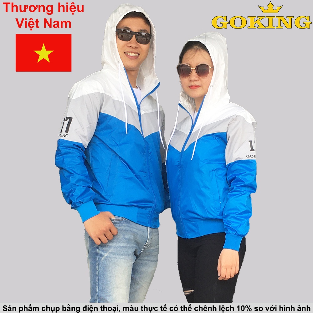 Áo khoác gió phối 3 màu thời trang GOKING cho teen nam nữ. Vải dù chống nắng gió lạnh, giữ ấm tốt. Hàng hiệu Việt Nam.