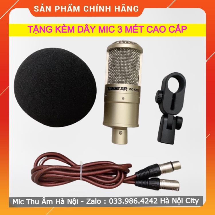 Mic Thu Âm Takstar PC-K200 ⚡FREESHIP⚡ Hàng Chính Hãng  . Tặng Kèm Dây Mic Canon Cao Cấp Dài 3 Mét