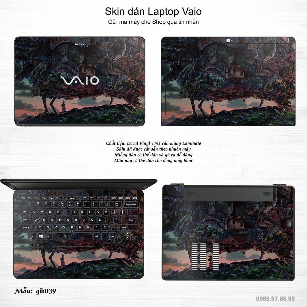 Skin dán Laptop Sony Vaio in hình Ghibli Nhật Bản (inbox mã máy cho Shop)