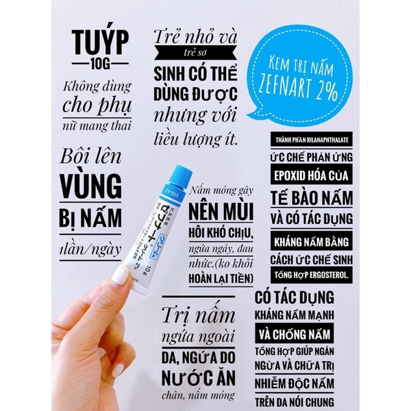 KEM BÔI DA NẤM ZEFNART 2% BỆNH VIỆN NHẬT