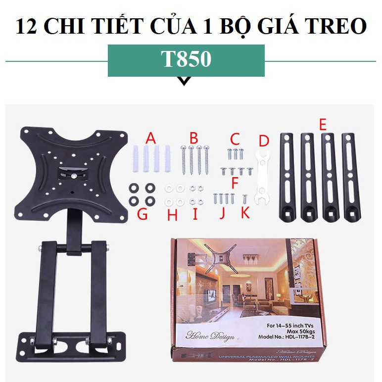 Giá treo ti vi 3 khớp xoay ti vi từ 14 đến 55 inch T850