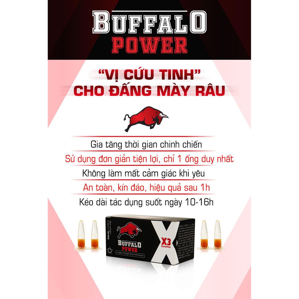 Tăng Cường Sinh Lý Nam Buffalo Power Cao Cấp Chiết Xuất Thảo Dược, Kéo Dài Thời Gian, Dạng Thoa Không Uống