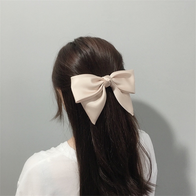 Kẹp Tóc Nơ Vải Satin Cỡ Lớn Phong Cách Hàn Quốc Cho Nữ