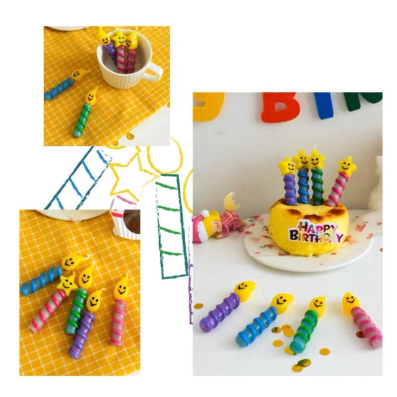 Nến Mặt Cười Ngọn Lửa Ngôi Sao Đủ Màu Sắc Trang Trí Bánh Kem - Yori Party