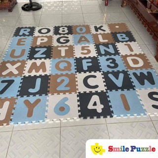 THẢM XỐP CHỮ CÁI + CHỮ SỐ/ CÔN TRÙNG SMILE PUZZLE (36 miếng, kích thước 1,8mx1,8m)