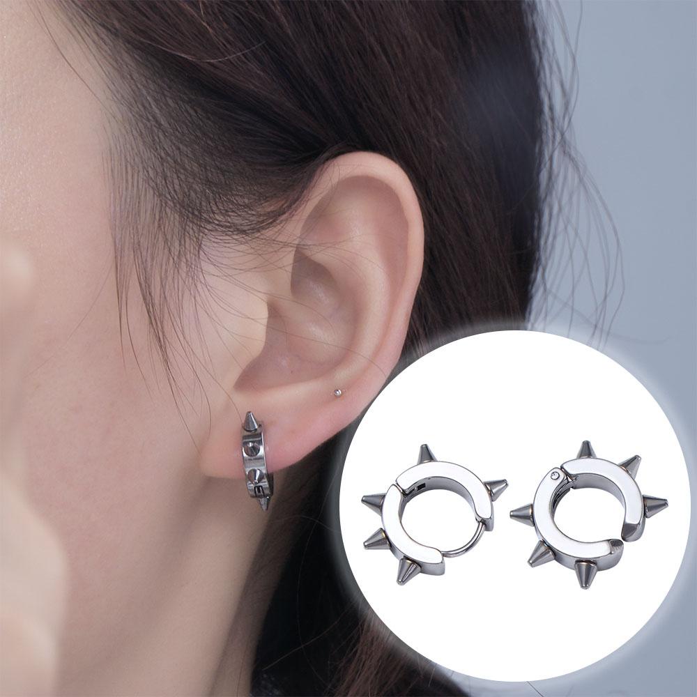 FORBETTER Khuyên Kẹp Vành Tai Tròn Phong Cách Punk Cổ Điển Cho Nam Và Nữ