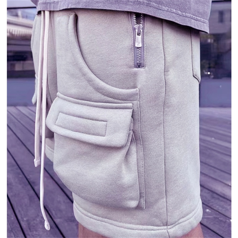 Quần short thể thao vải cotton lưng thun phối nhiều túi thời trang cho nam và nữ