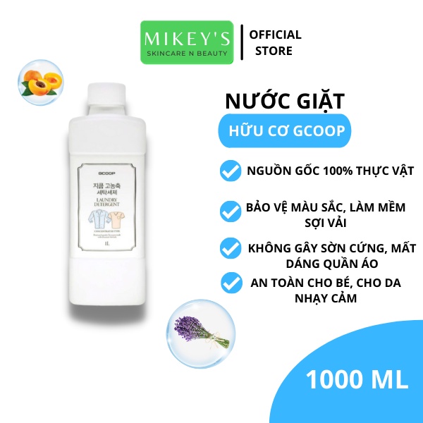 Nước giặt HỮU CƠ Hàn Quốc GCOOP Mikeybeauty92 mềm mịn, không mùi (1000 ml)
