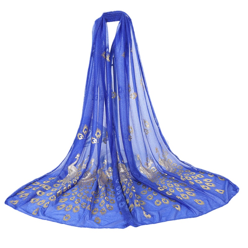 Khăn Choàng Cổ Dài Mềm Mại Thêu Họa Tiết Hoa Và Chim Công Nhiều Màu Dành Cho Nữ