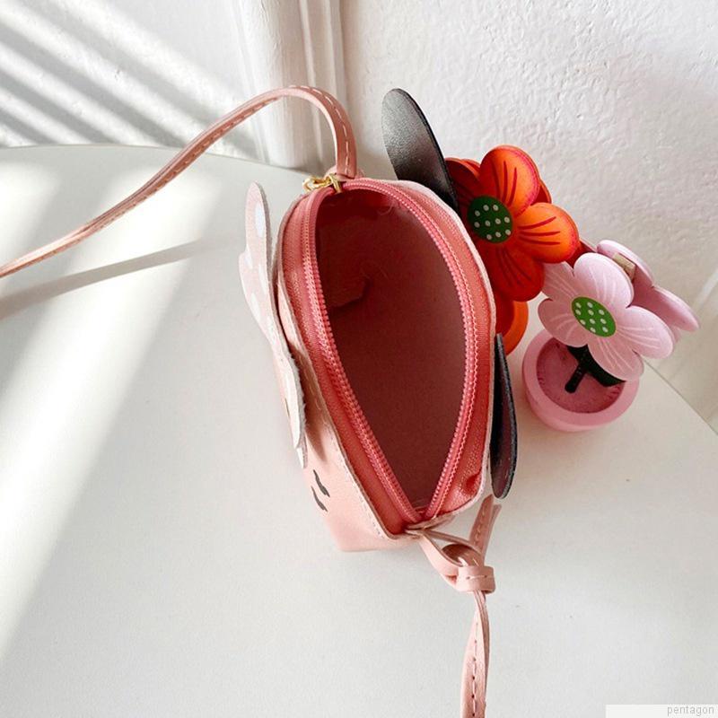 Túi đeo chéo da PU đính nơ dễ thương cho bé gái