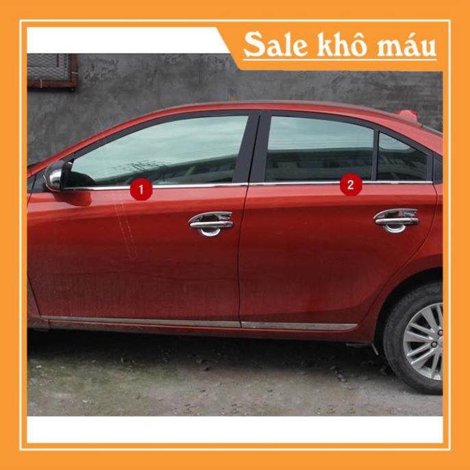 Bộ nẹp inox 4 chân kính Vios Hàng loại 1 Lắp cho đời xe 2014-2020