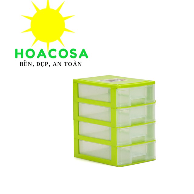 Tủ Nhựa Ngăn Kéo Mini 4 Ngăn Để Bàn Nhựa Hiệp Thành- Nhỏ Xinh, Cứng Cáp, Gọn Nhẹ- Đồ Gia Dụng Hoacosa.