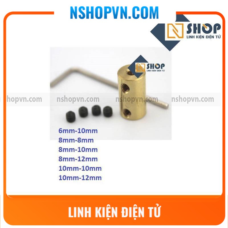 Khớp nối trục cứng các loại 6mm-8mm, 6mm-10mm, 8mm-8mm, 8mm-10mm, 8mm-12mm, 10mm-10mm, 10mm-12mm