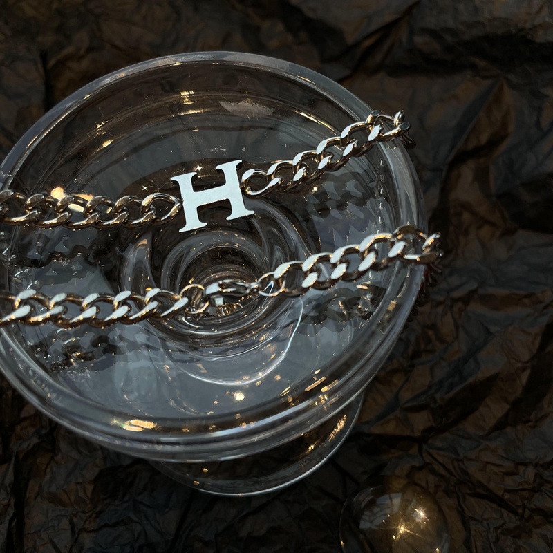 Dây chuyền bằng thép titan mặt hình chữ H phong cách hip hop thời trang