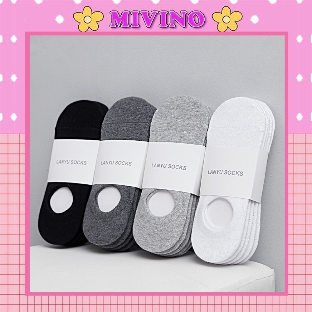 Tất nam cổ ngắn Mivino vớ lười nam cổ thấp có đêm gót chống tuột TN42