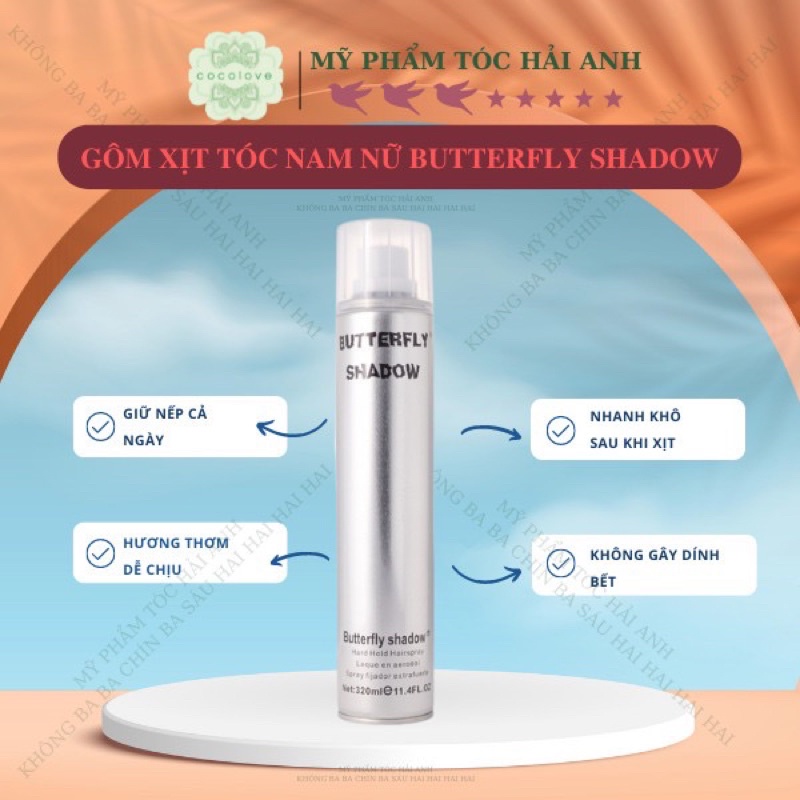 Gôm Xịt Tóc BUTTERFLY SHADOW 320ml 11.4 Oz Gôm Bạc