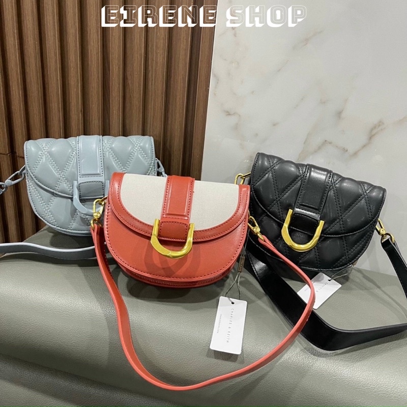 Túi  Yên Ngựa CNK Size 18 GABINE QUILTED SADDLE BAG Bản Trám Chần Chỉ Mới Nhất