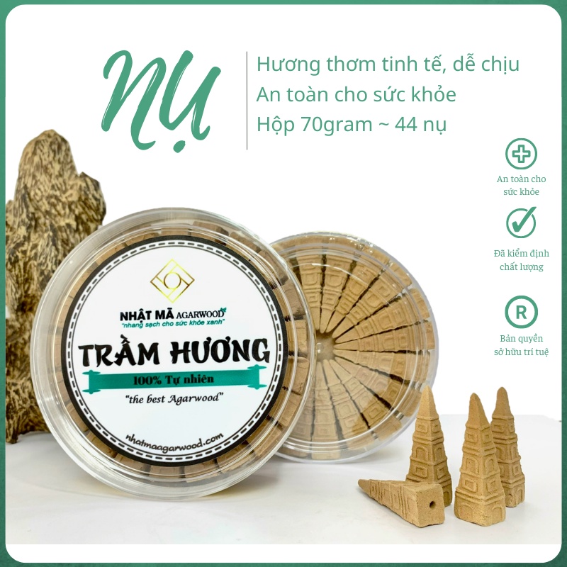 Nụ trầm hương, trầm hương xông nhà, hộp 70gram ~44 nụ  - Nhật Mã Agarwood