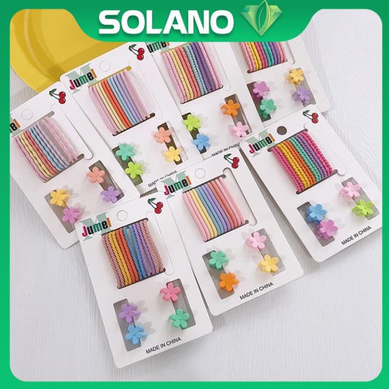 Dây buộc tóc kẹp tóc SOLANO kèm kẹp mái thời trang Hàn Quốc bộ 16 chi tiết cho nữ FAH-001314