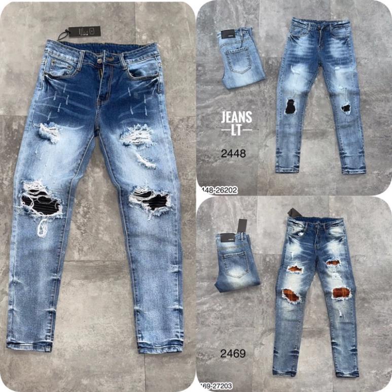 [Ảnh Thật] Quần Jeans Nam Ami Vá Da Cao Cấp - Quần Bò Nam Vá Gối Màu Đỏ